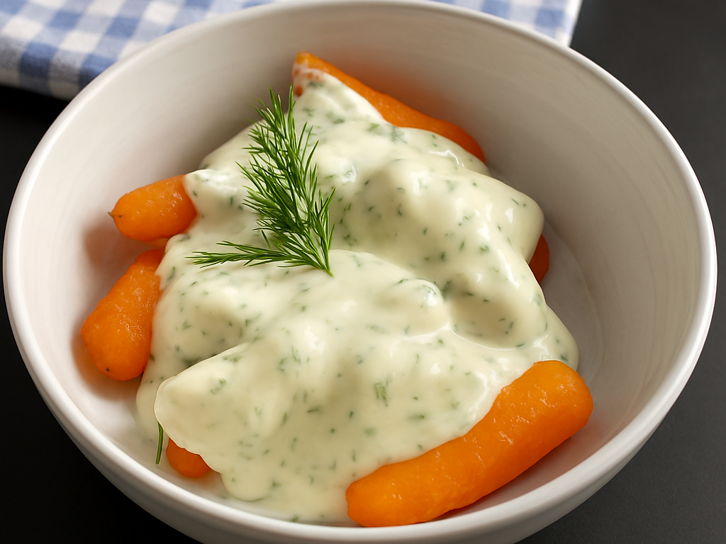 Worteltjes met romige dillesaus